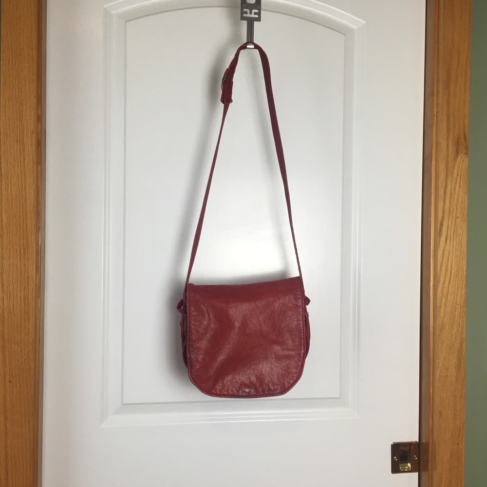 Red leather vintage shoulder bag circa early 80’s